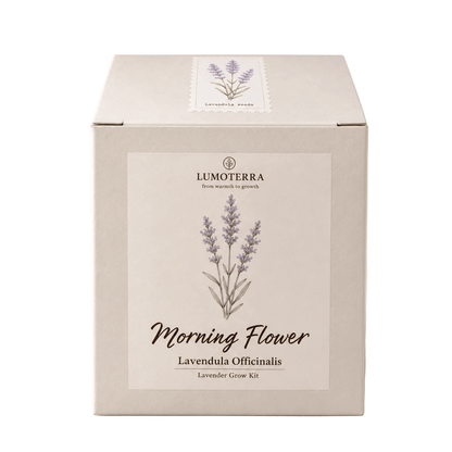 Morning Flower: kweekset met zalmroze pot, lavendelzaad en aarde