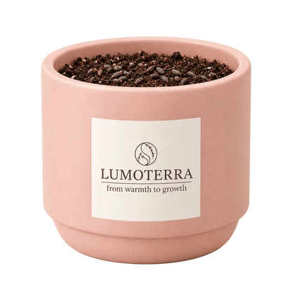 Morning Flower: zalmroze pot met lavendelzaad en aarde