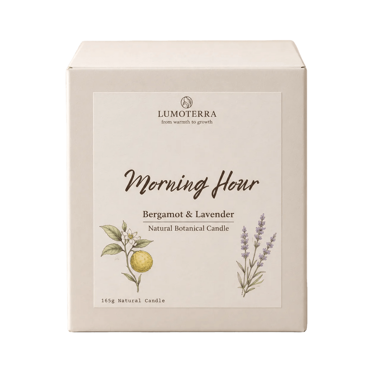 Morning Hour: handgemaakte kaars met lavendel en bergamot van Lumoterra